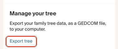 Manage your tree box with Export tree highlighted
